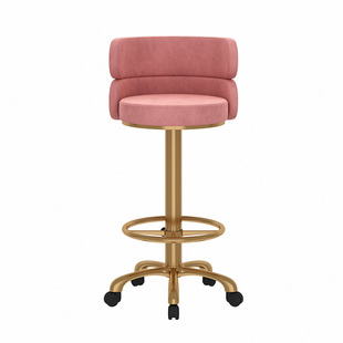 吧台椅圆旋转可升降万向轮滑岛酒吧收银台轻奢高级感靠背高脚凳子