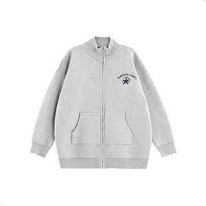 INSstudios 国潮牌情侣美式星星LOGO刺绣立领开衫毛衣针织衫外套