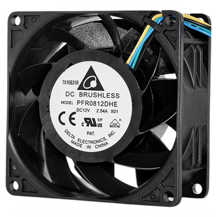 台达PFR0812DHE暴力8038 12V 2.54A机箱变频器滚珠PWM散热风扇8CM