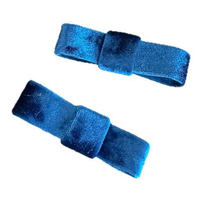 蓝色进口丝绒蝴蝶结发圈