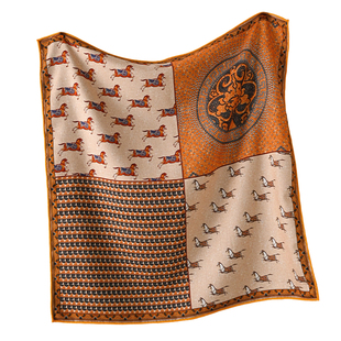 灰色真丝羊毛丝巾小方巾女士秋冬季马羊绒围巾高端轻奢大牌高级感