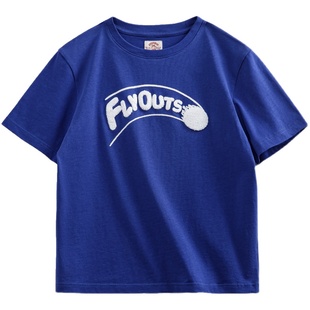 马登克莱因蓝短袖棒球纯棉T恤大oversize休闲宽松落肩显瘦上衣女