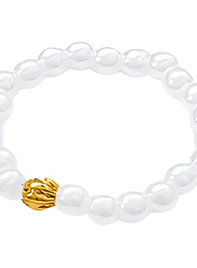 朝露thedew戒指女小众设计ins风素圈食指戒蝴蝶结珍珠戒指轻奢