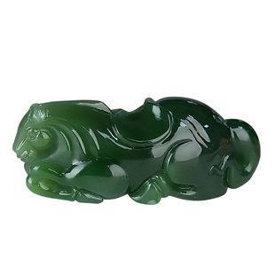 玉友和田玉生肖马吊坠男款玉坠双色碧玉立体唐马玉佩玉挂件附证书