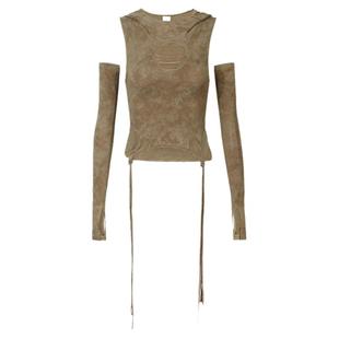 【张予曦同款】GUUKAHERO废土风短款背心长袖女美式辣妹上衣+袖套