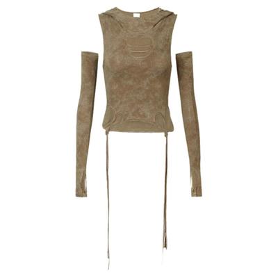 GUUKAHERO自带袖套破洞连帽背心