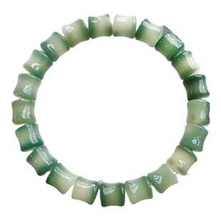 国风绿飘花竹节菩提根手串盘玩女孩子文玩竹节手串菩提手链串珠