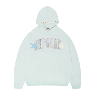 BIPOLAR贝壳织带小香风贴布连帽卫衣韩系甜美休闲宽松圆领帽衫女