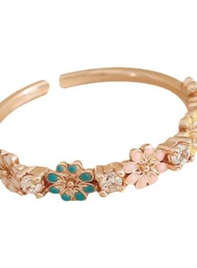 jotk可爱甜美花朵戒指开口可调节