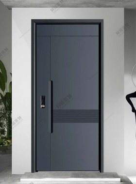 黑灰色防盗门家用进户门指纹锁轻奢子母门安全门单门可批发