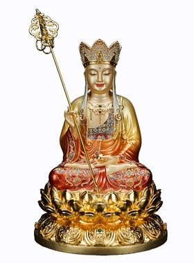 地藏王菩萨佛像九华山地藏王菩萨铜像娑婆三圣佛堂供奉摆件祝福