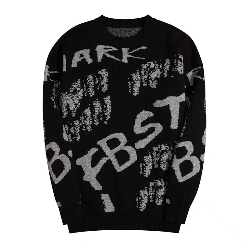 2025冬季新款美式潮流男士羊绒衫圆领宽松加厚保暖针织衫青年毛衣