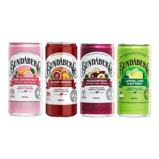 宾得宝Bundaberg进口血橙百香果汁气泡水 柚子汽水小瓶饮料200ml