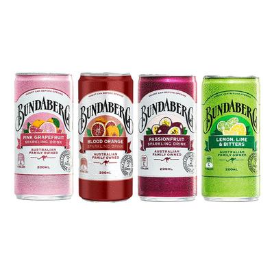 宾得宝Bundaberg进口血橙百香果汁气泡水 柚子汽水小瓶饮料200ml