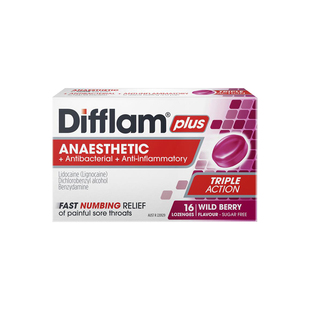 Difflam强效浆果味润喉糖扁桃体咽喉咙疼痛肿胀护嗓无糖含片16粒