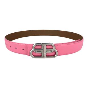 双B扣头宽腰带真皮男士字母徽标皮带时尚百搭女士牛仔裤裤带