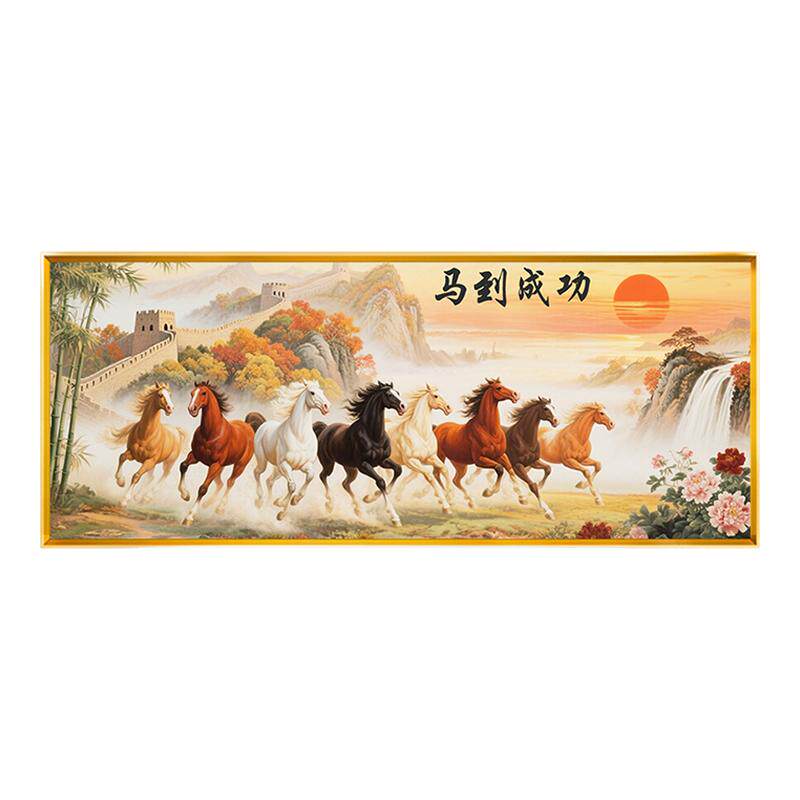 马到成功十字绣2026新款线绣满绣八骏图客厅高级感精准印花全绣