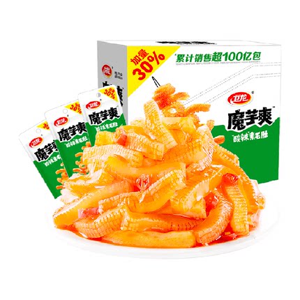 【王安宇同款】卫龙辣条魔芋爽酸辣味20包素肉辣味零食小吃素毛肚