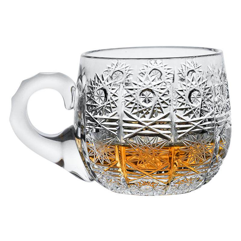 捷克原装进口水晶手工精刻小茶杯