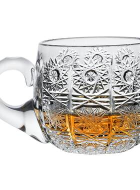 捷克原装进口水晶手工精刻小茶杯