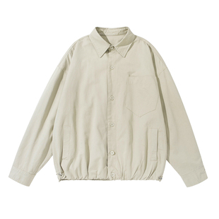 暗物质卡其色短款翻领夹克男生2026新款秋季宽松休闲上衣运动外套