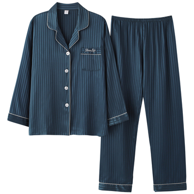 春秋季加大码仿真丝绸两件睡衣