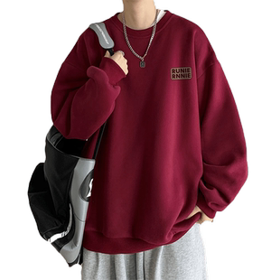 迈特优本命蛇年红色卫衣男款秋季重磅美式加绒内搭打底衫上衣