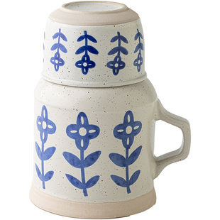 巷子尾〖文艺范小暖壶〗小花陶瓷马克杯带盖办公室泡茶杯子伴手礼