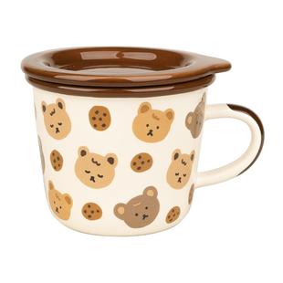 ezicok马克杯带盖陶瓷喝水迷你带刻度牛奶杯家用儿童杯咖啡小水杯