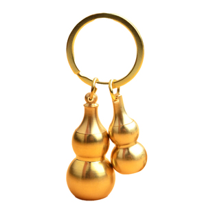 钥匙扣朱砂黄铜空心葫芦转运出入平安挂件汽车钥匙链吊坠男女礼物
