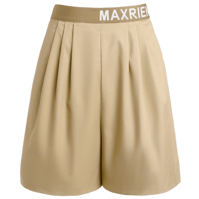 【奥莱】MAXRIENY卡其色运动短裤女春款高腰宽松直筒裤子