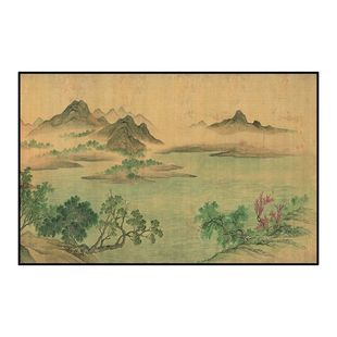 新中式水墨山水画电视背景墙纸客厅沙发墙布壁纸无缝卧室壁画