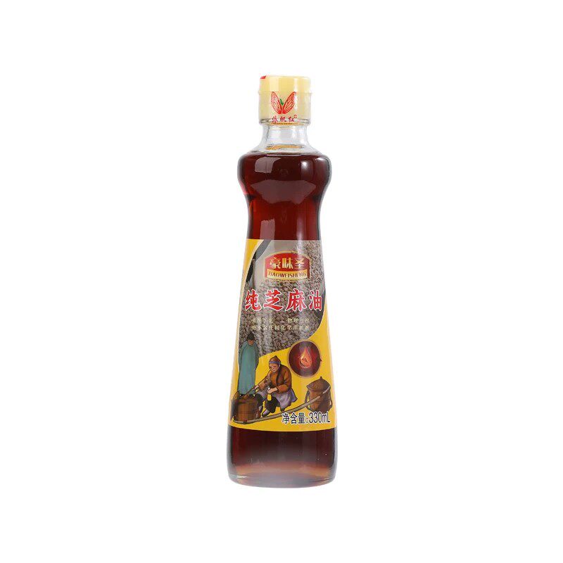 豪味圣纯芝麻小磨香油火锅凉拌菜调味麻油家用小瓶330ML
