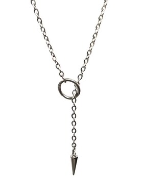 个性圆锥吊坠项链男女同款小众ins冷淡风时尚卫衣链钛钢嘻哈颈链