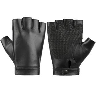 摩托车羊皮手套男夏季健身半指开车复古防摔单车机车驾驶骑行