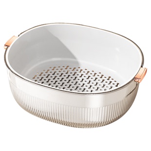 厨房洗菜盆沥水篮大小号双层加厚水果盘家用客厅茶几水槽滤水篮子