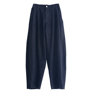 徐大脸吖定制 高质感加绒弯刀裤秋冬复古水洗宽松高腰牛仔裤子女