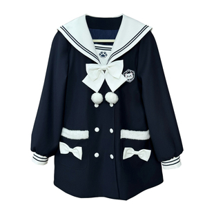 妙也可原创新年毛呢大衣日式学院风校供感可爱风学生校服秋冬长袖