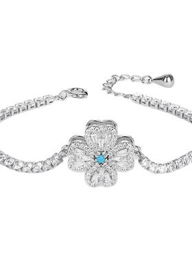 TK热款新潮玩爆闪石链爱心锆石旋转四叶草手链轻奢高级感精致饰品