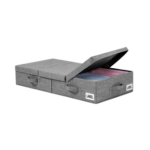 日本床底收纳箱棉麻布带双头拉链衣橱整理箱可折叠床下储物袋神器