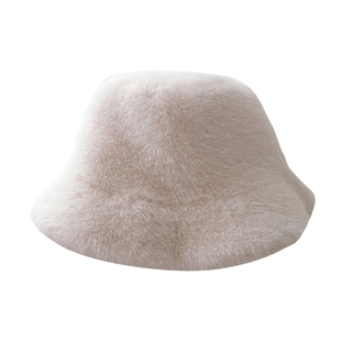 白色貂绒大头围帽子保暖女冬季防寒护耳渔夫帽仿水貂毛绒盆帽骑车