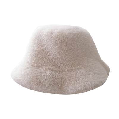 软FUFU渔夫帽奶白色米兰貂盆帽女