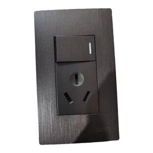 正泰开关插座面板120型9K灰黑色拉丝墙壁面墙式五孔家用暗装复古