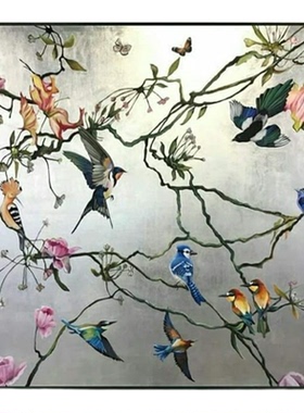 梅花赋新法式中古复古橙色装饰画中古风卧室玄关挂画客餐厅落地画