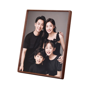 全家福实木相框摆台高级感定制挂墙海马体榫卯木质装裱洗照片做成