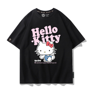 hellokitty凯蒂猫联名T恤女短袖2024新款纯棉衣服哈喽猫周边半袖