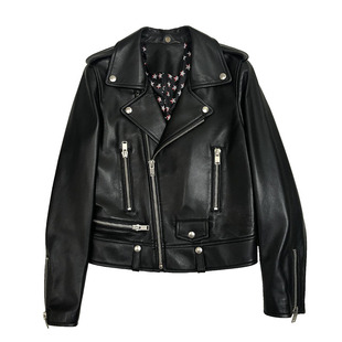 春秋季新款真皮皮衣女机车短款绵羊皮SLP明星景甜款修身显瘦外套