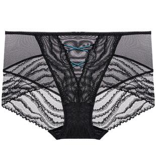 3条179元|爱慕内裤女棉质底裆轻薄浪漫蕾丝中腰平角裤AM238751