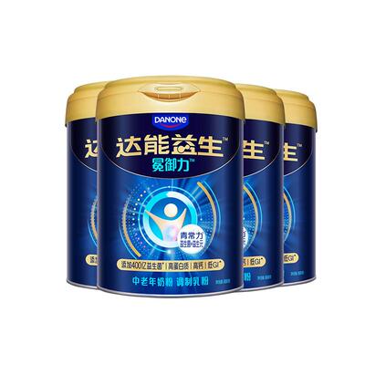 【买4罐赠1罐】达能益生中老年奶粉益生菌高钙800g*4罐