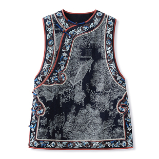 新中式国风版高级感气质轻奢设计刺绣宽松显瘦盘扣马甲外套 M7066